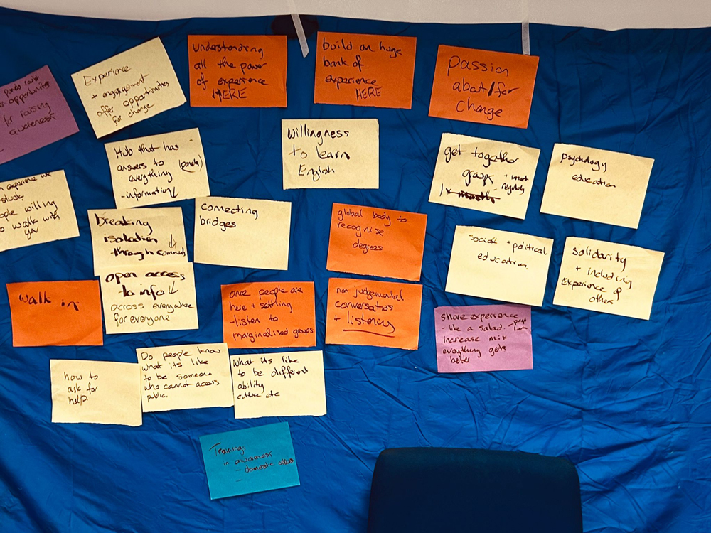 sharing ideas written on post-its